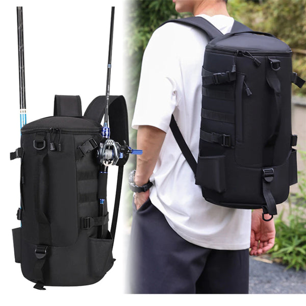 Mochila De Pesca Cilíndrica Grande Capacidade Mochila Para Vara De Pesca Multifuncional Bolsa Para Equipamento De Pesca